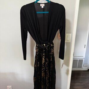 Lularoe Deanna Dress Black and Gold NWT